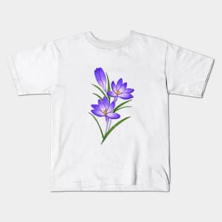 Crocus flower watercolor painting Kids T-Shirt